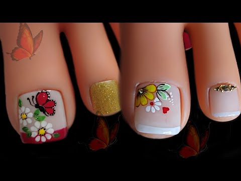 2 ideas de uñas / flores y mariposas🌸🦋#nailart #uñasdecoradas