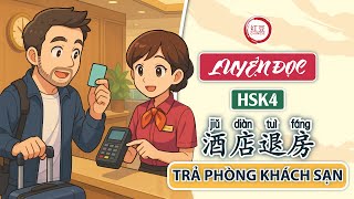 【LUYỆN ĐỌC TIẾNG TRUNG】HSK4 | 酒店退房 (Jiǔdiàn tuì fáng) | Trả phòng khách sạn