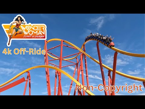 Off-ride footage of a Wonder Woman Flight of Courage train