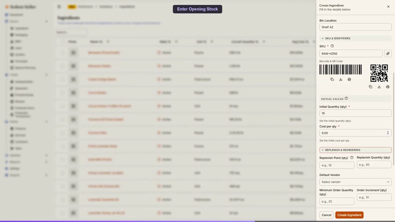 How to Add Ingredient Inventory — video tutorial thumbnail