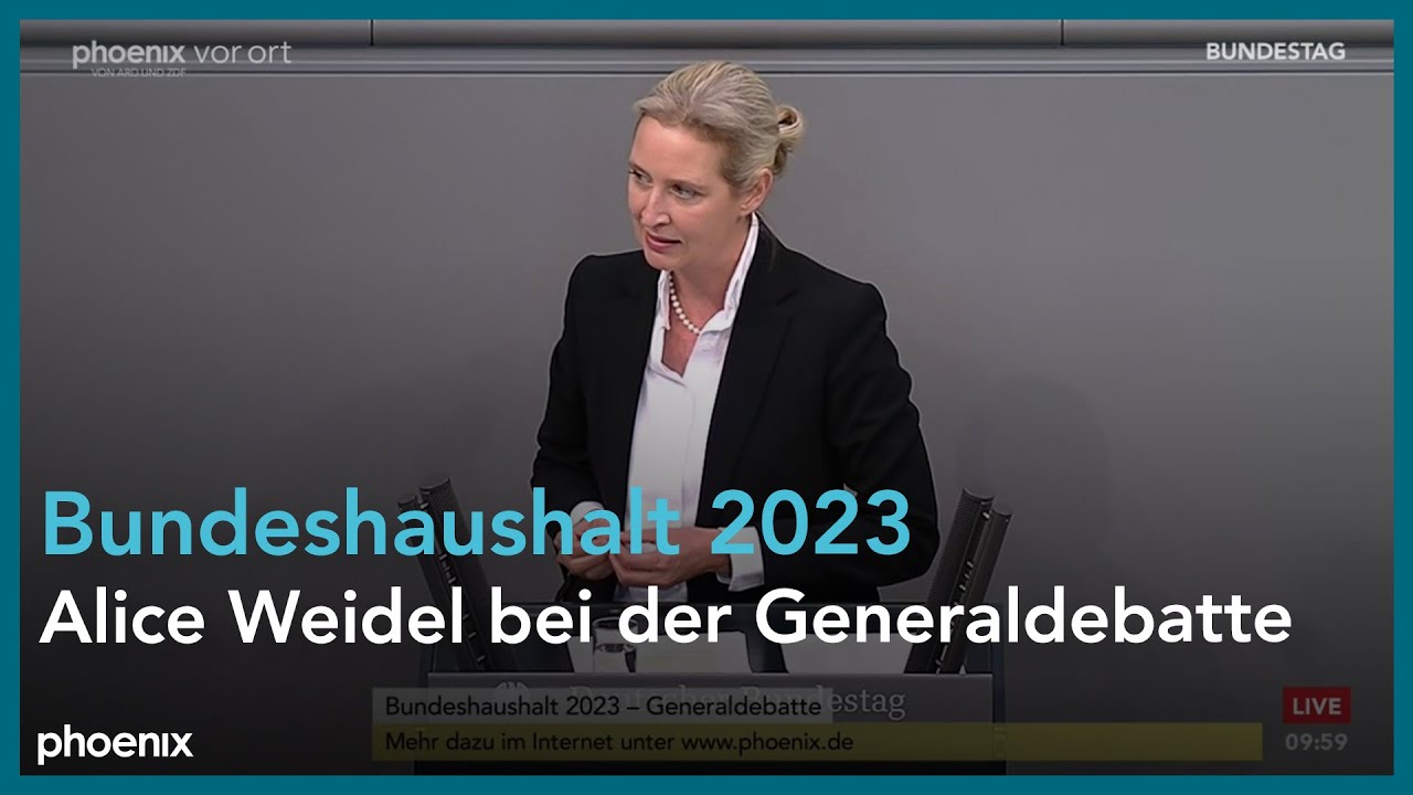 Alice Weidel bei der Generaldebatte zum Bundeshaushalt 2023 am 23.11.22