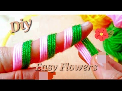 It's So Beautiful 🌺😍 Superb Woolen Flower Craft Idea With Finger - Hand Embroidery Flower Design