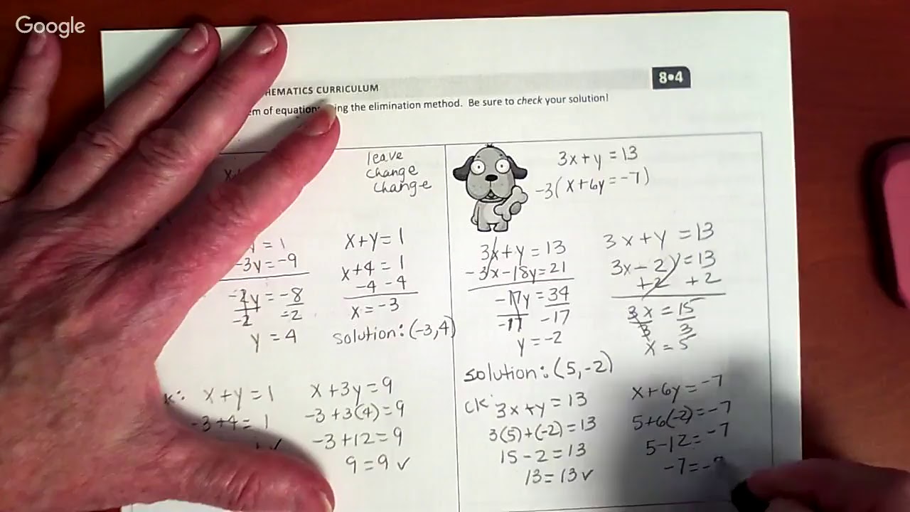 Module 4C - Grade 8 - Lesson 31 - Computational Methods for Solving a Linear System - by Elimination