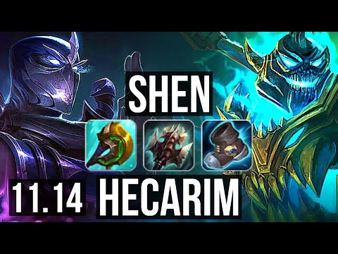 SHEN vs HECARIM (TOP) | 6/0/9, 2.0M mastery, 1100+ games, Dominating | KR Master | v11.14