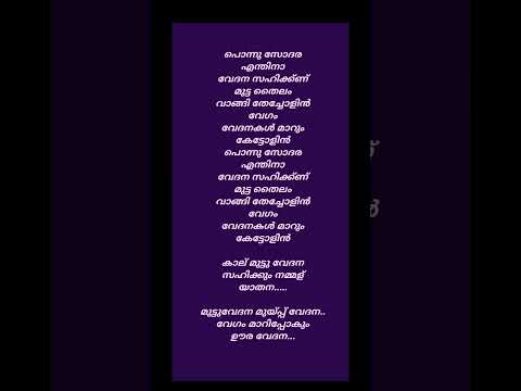 പൊന്നു സോദരാ എന്തിനാ lyrics