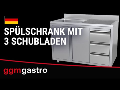 Spülschrank mit Abfallbehälter - 2,0 m - 2 Becken Links - mit