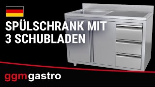 Plonge inox - 1200x600mm - 1 bac à droite - avec égouttoir à gauche - avec dosseret - sur meuble - avec vide‑déchets et poubelle