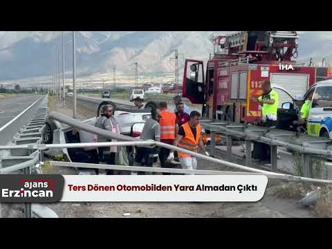 Ters Dönen Otomobilden Yara Almadan Çıktı