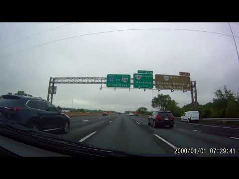 VA Interstate 66 west exits 53 to 44 high mast streetlights and powerlines