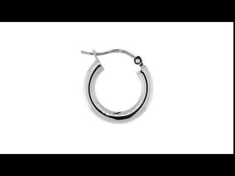 Domed Circle Hoop Earrings, Plain 15mm x 3mm in 14k White Gold T851W1