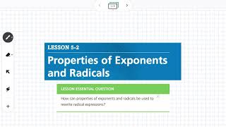 Properties of Exponents and Radicals (Lesson 5-2)