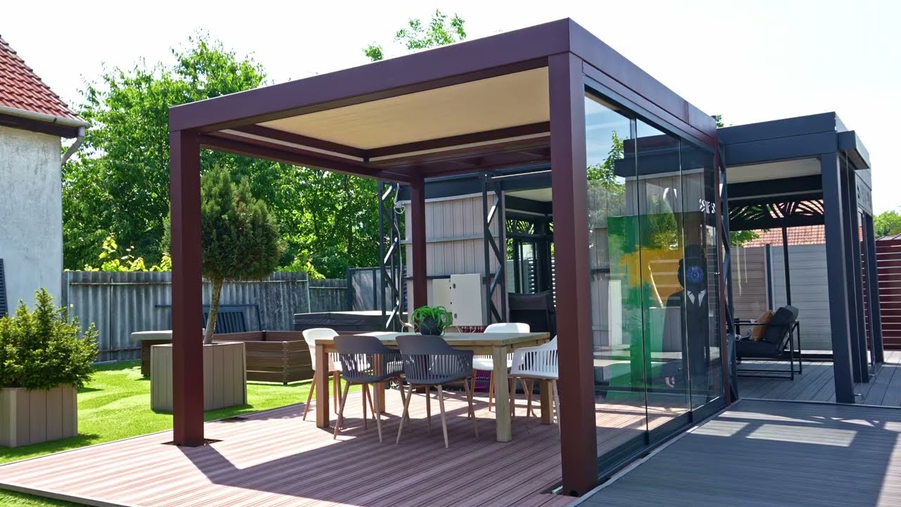 WELLDECK Hybrid pergola Toló keretnélküli üvegfallal