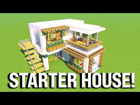Minecraft Starter Modern House Tutorial - Java & Bedrock - MCPE!