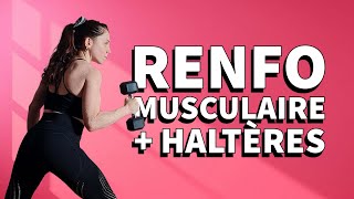 15 MIN RENFORCEMENT MUSCULAIRE | Full Body | + Haltères | Sans Saut | Complet à la maison