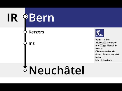 BLS Ansagen - IR66 Bern – Kerzers – Ins – Neuchâtel (Version MIKA mit Baustellenhinweis)