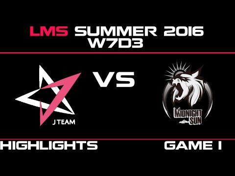 JT vs MSE Game 1 Highlights LMS Summer 2016 W7D3 J Team vs Mid Night Sun   MSE vs JT   LMS LOL