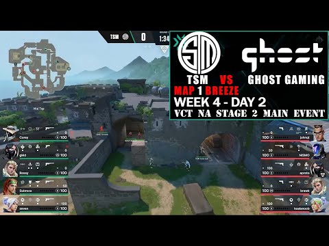 TSM vs Ghost Gaming - VCT 2022 NA Stage 2 Main Event - Week 4 Day 2 Map 1 Breeze
