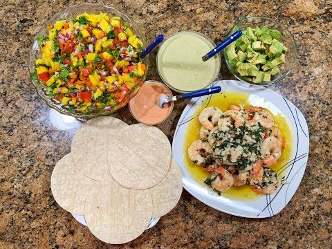 DELICIOUS Garlic Butter Shrimp Tacos with FRESH Mango Salsa Recipe!!!-BOMB.COM