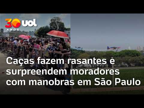 Caças fazem rasantes e surpreendem moradores com manobras em São Paulo