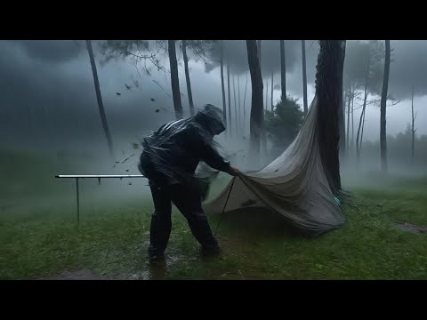 AMAZING HEAVY RAIN! SOLO CAMPING IN HEAVY RAIN AND THUNDER - RELAXING CAMPING RAIN