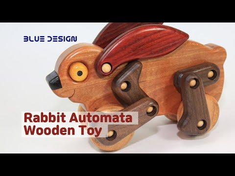Como fazer um brinquedo de puxar autômato de coelho de madeira