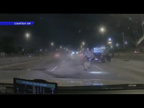 ISP trooper dodges two crashes in seconds