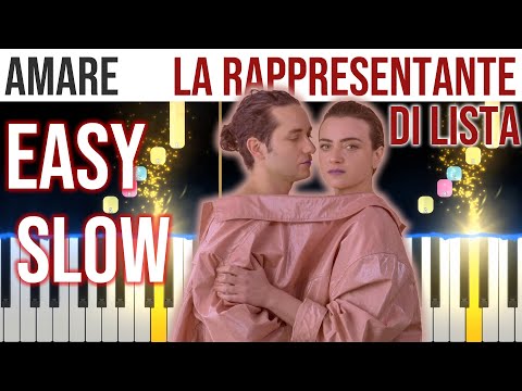 Amare - La Rappresentante di Lista - EASY SLOW Piano Tutorial 🎹 - video 4K🤙