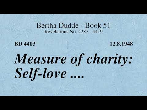 BD 4403 - MEASURE OF CHARITY: SELF-LOVE ....