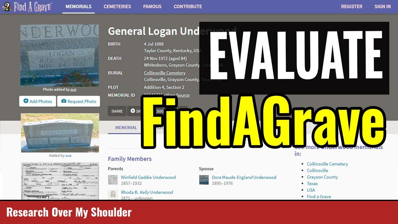 How to Evaluate a Find A Grave Memorial - Genealogy Research Basics