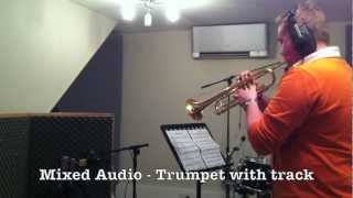 Tom Walsh recording trumpet at The Drum Den