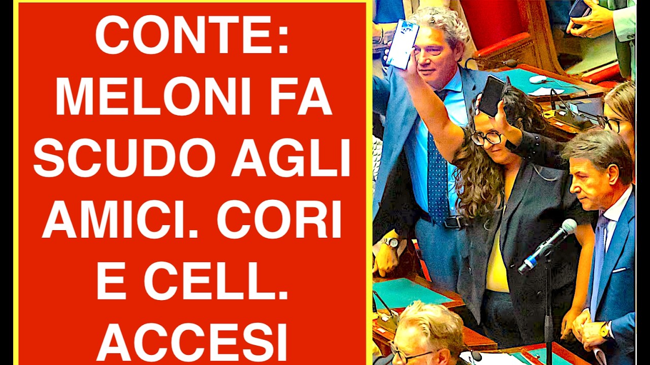 DELMASTRO. CONTE: MELONI FA SCUDO AI SUOI AMICHETTI. CORI CON CELLULARI ACCESI