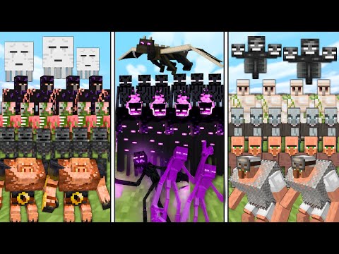 Extreme NETHER vs END vs OVERWORLD in Minecraft Mob Battle