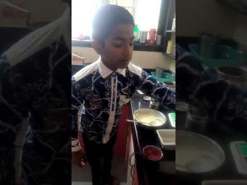 atharva  preparing cake