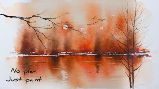 I Let the Water Decide… | Relaxing Autumn Watercolor Painting 🍂