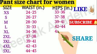 Women's Pant Size Chart | Woman's Jeans Size Chart | Shopping | Pant Size #sizechart #justremember