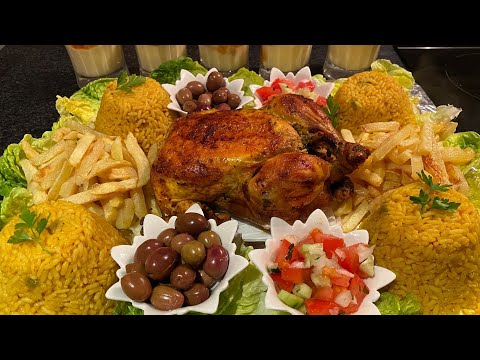 Pollo asado al estilo marroquí con un relleno increíble + un postre muy rico 😋.