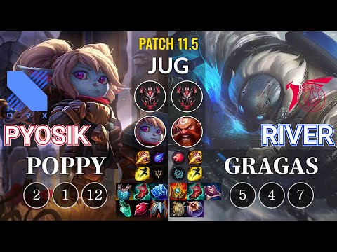 DRX Pyosik Poppy vs TLN River Gragas Jungle - KR Patch 11.5