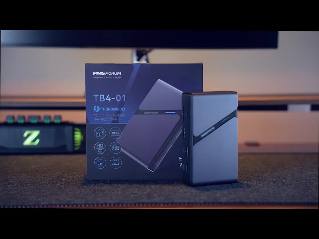 Vídeo relacionado con MINISFORUM TB4-01 Estación de acoplamiento GPU con Thunderbolt 4, carcasa eGPU con controlador Intel JHL 8440 Thunderbolt 4, DP1.4 | HDMI2.1 | Salida de video TB4 | 3 USB-A | 1 estación de
