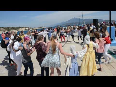 Samos Zorba dance at Pythagorion Port,Samos Island Greece 2017