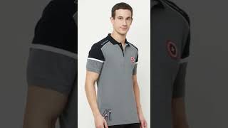 Octave Men Grey Captain America Polo Collar Applique T-shirt | Men Clothing