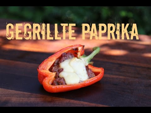 Paprika mit Hackfleisch-Käsefüllung vom Grill