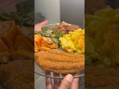 Catfish, Mac & Cheese, Red Beans & Rice, Collard Greens, and CANDIED Yams 😍 #soulfood #cooking