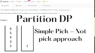 YouTube video '1335 ||  Minimum Difficulty of a Job Schedule || leetcode || Dynamic Programming ||  Partition Dp'