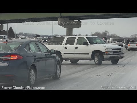 Spin Outs And Crashes On Icy Roads In Wichita, KS - 2/20/2020