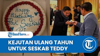 Momen Hangat Presiden Prabowo dan Staf Beri Kejutan Ulang Tahun untuk Seskab Teddy Indra Wijaya