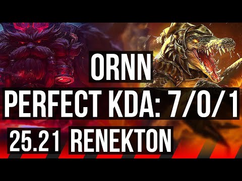 ORNN vs RENEKTON (TOP) | 7/0/1, 6 solo kills, Godlike | KR Master | 25.21