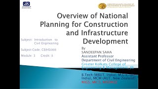 Mod 3: Overview of National Planning for Construction and Infrastructure Development