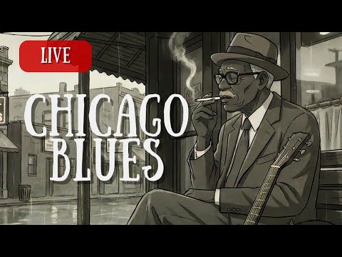Rainy Chicago Blues Bar ☔🎸 Slow & Soulful Guitar (Live 24/7)