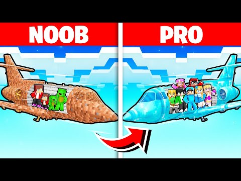 Mikey vs JJ Family - Noob vs Pro: Airplane House Build Challenge in Minecraft