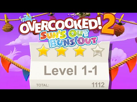 Overcooked 2 Suns Out Buns Out Level 1-1 4 Stars 2 Player Co-op Walkthrough